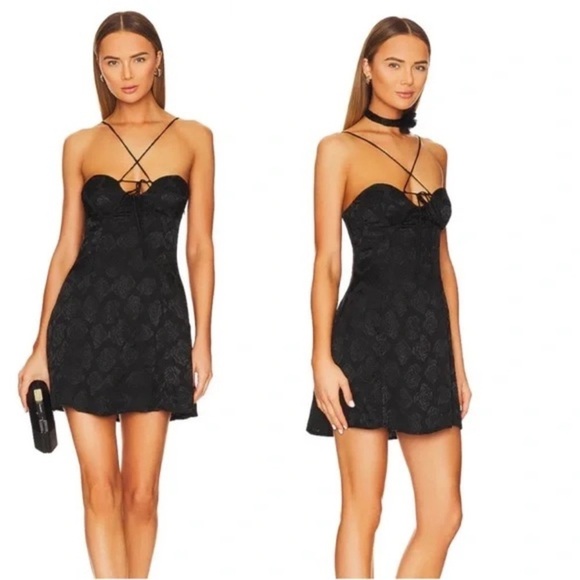For Love and Lemons Melody Mini Dress in Black Size Medium - Picture 1 of 13